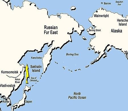 Sakhalin (màu vàng) là đảo lớn nhất của Nga. Ảnh: